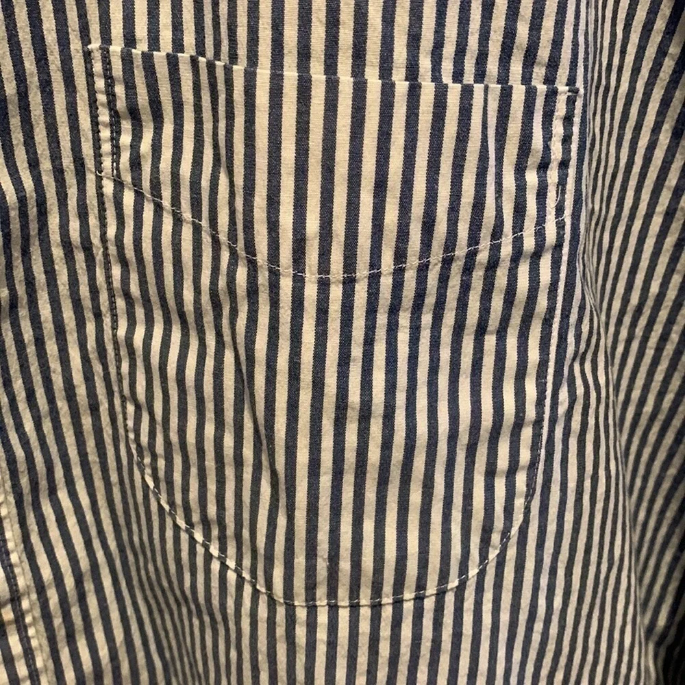 J. Crew Stretch Classic  Blue&White Pinstripe in size XL. Button up. No stains.